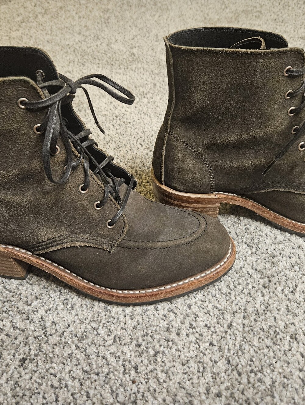 Olive Redwing Suede Lace-Up Ankle Boots - Picture 9 of 9